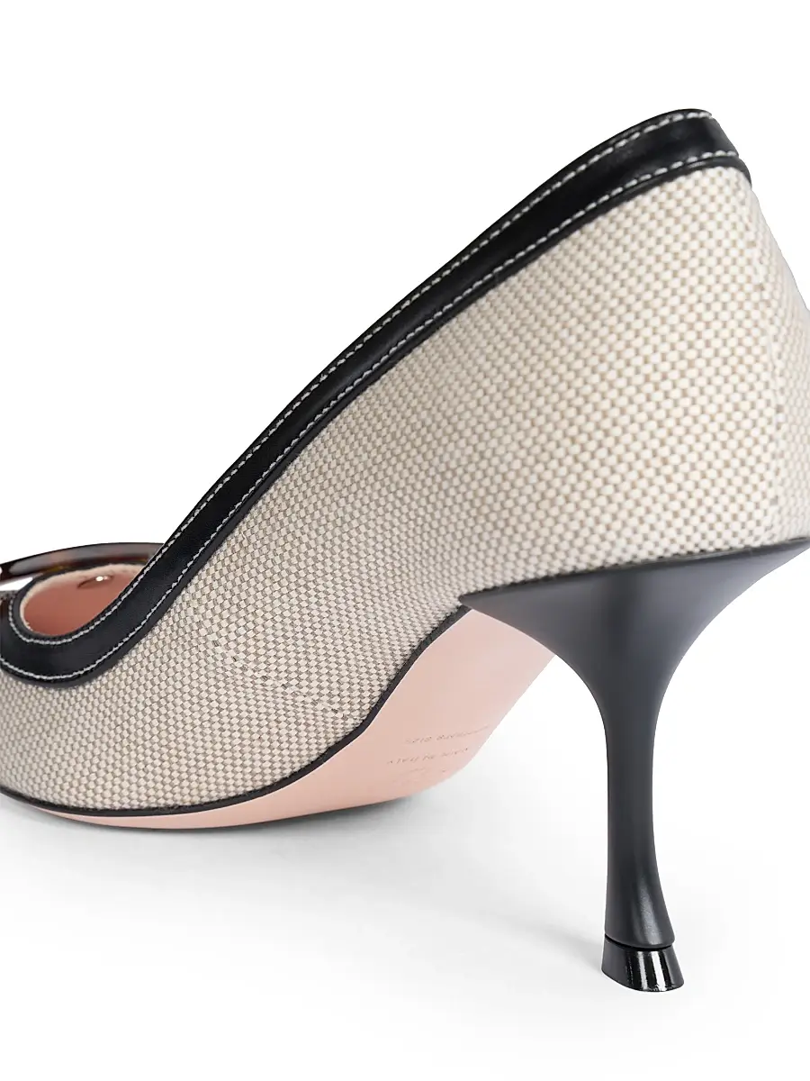Roger Vivier Women's Viv In The City 65MM Cotton-Leather Pumps | Thumbnail 7 Roger Vivier Women's Viv In The City 65MM Cotton-Leather Pumps | Thumbnail 7