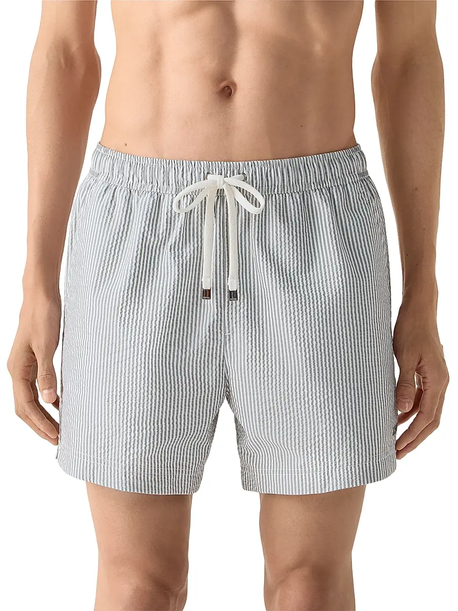 Zegna Men's Striped Swim Trunks | Thumbnail 2