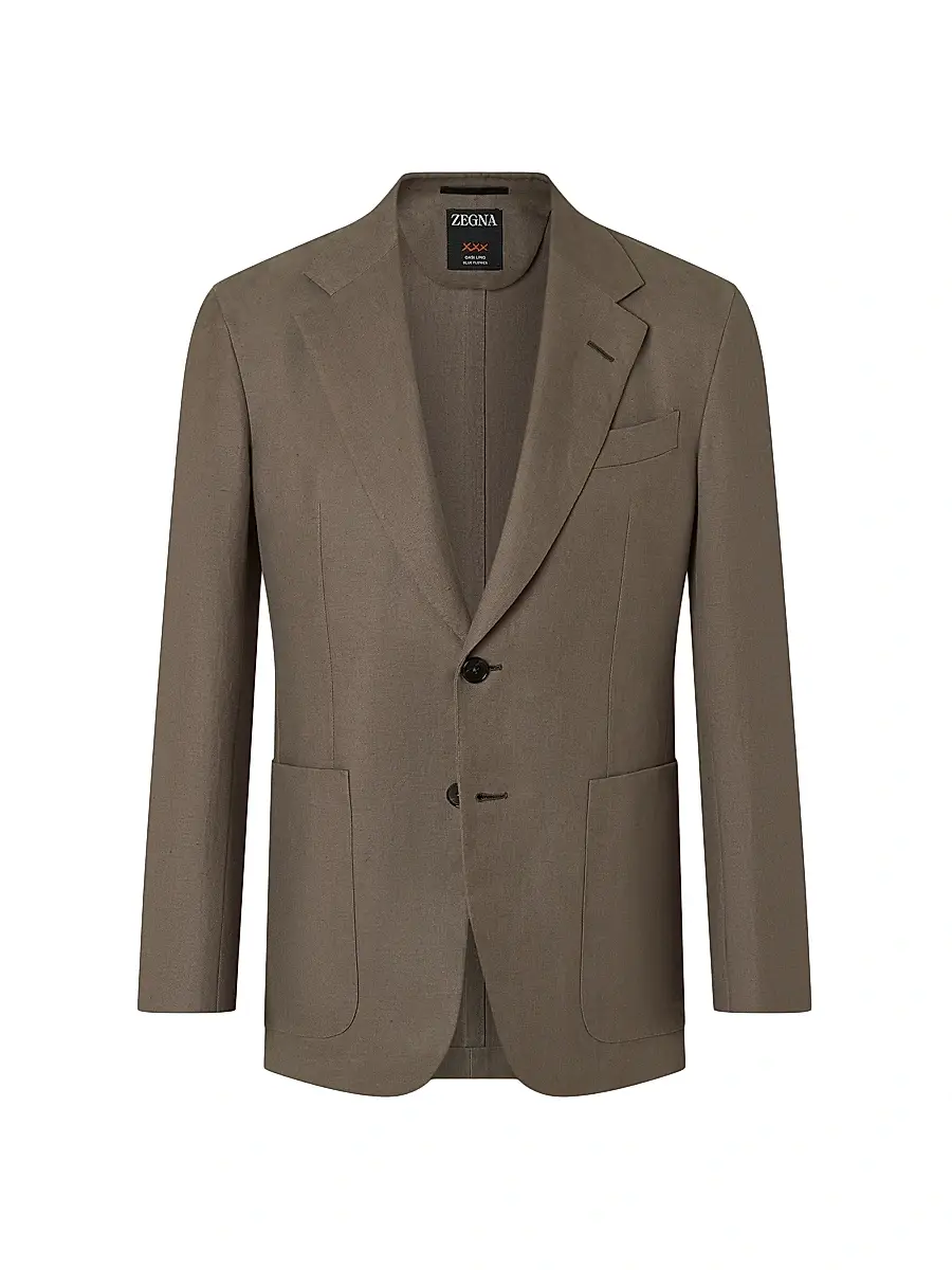 ZEGNA Men's Oasi Lino Flower Jacket - Dark Taupe | Thumbnail 2 ZEGNA Men's Oasi Lino Flower Jacket - Dark Taupe | Thumbnail 2