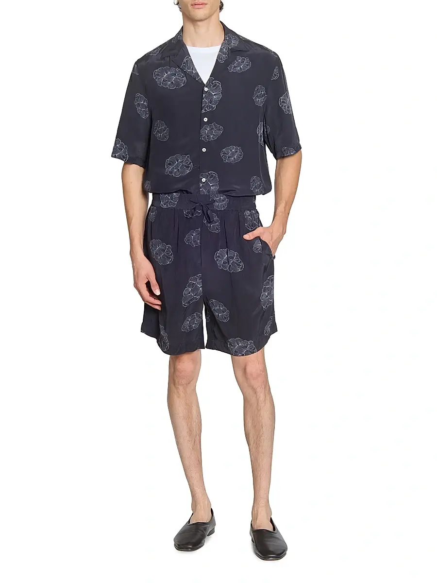 OFFICINE GÉNÉRALE Men Eren Crepe Cloud Lines Short-Sleeve Shirt | Thumbnail 2 OFFICINE GÉNÉRALE Men Eren Crepe Cloud Lines Short-Sleeve Shirt | Thumbnail 2