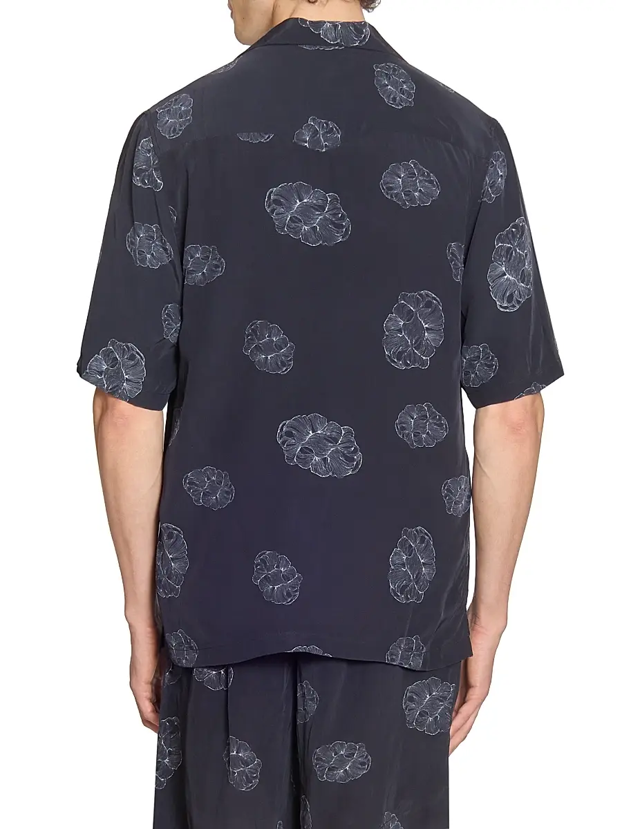OFFICINE GÉNÉRALE Men Eren Crepe Cloud Lines Short-Sleeve Shirt | Thumbnail 5 OFFICINE GÉNÉRALE Men Eren Crepe Cloud Lines Short-Sleeve Shirt | Thumbnail 5