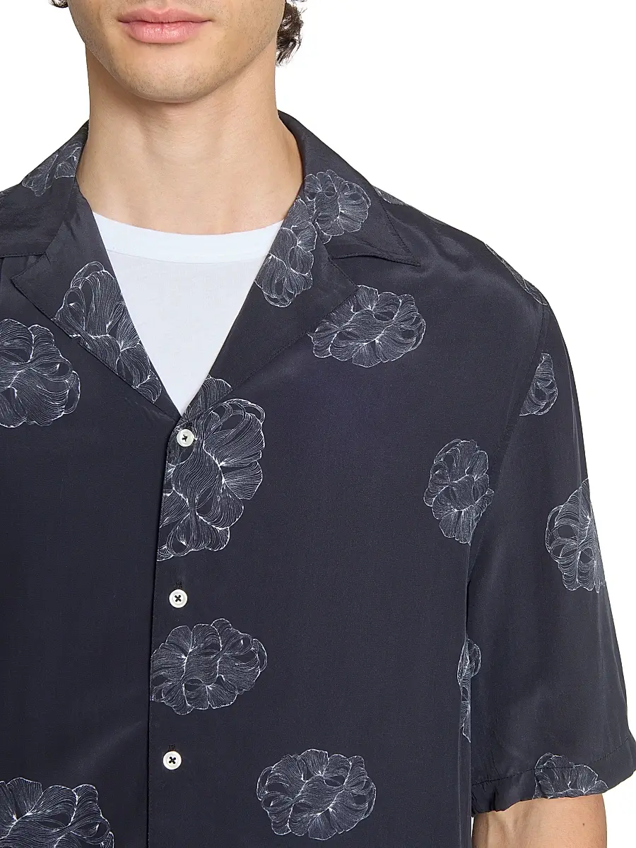 OFFICINE GÉNÉRALE Men Eren Crepe Cloud Lines Short-Sleeve Shirt | Thumbnail 6 OFFICINE GÉNÉRALE Men Eren Crepe Cloud Lines Short-Sleeve Shirt | Thumbnail 6