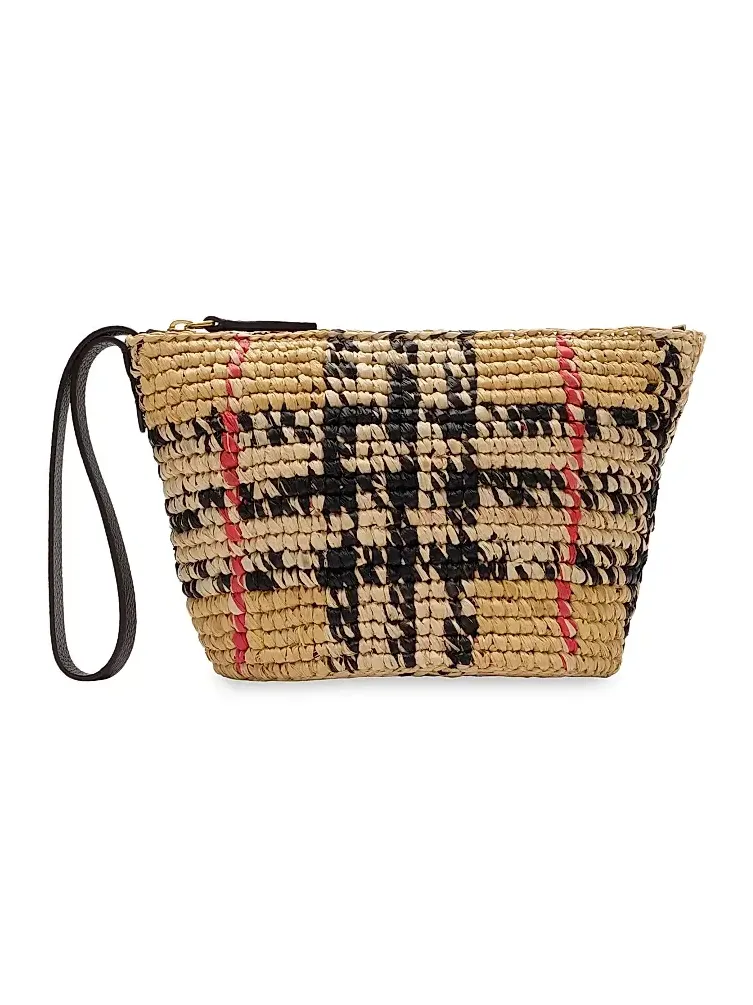 Women's Margate Small Check Raffia Pouch Women's Margate Small Check Raffia Pouch