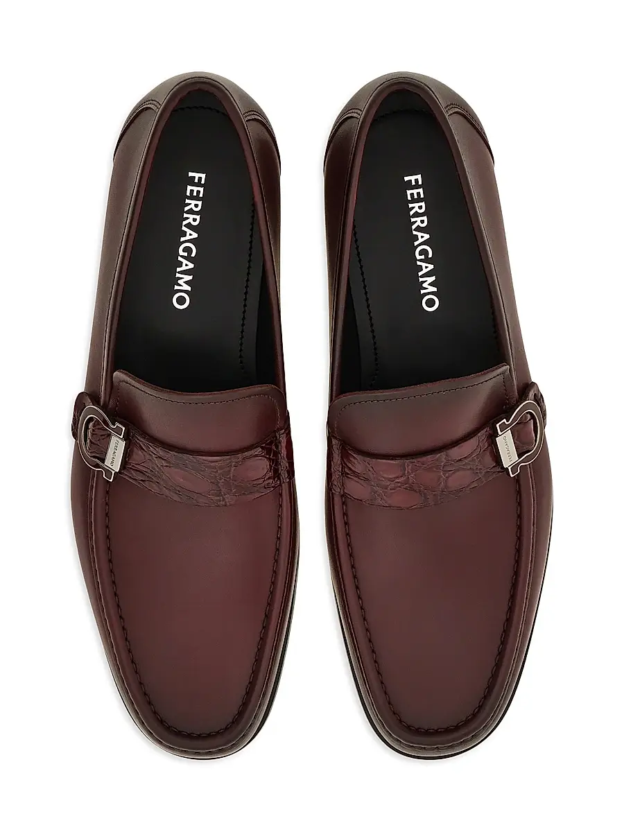 Ferragamo Men's Caspian Gancini Alligator-Strap Leather Loafers | Thumbnail 3 Ferragamo Men's Caspian Gancini Alligator-Strap Leather Loafers | Thumbnail 3