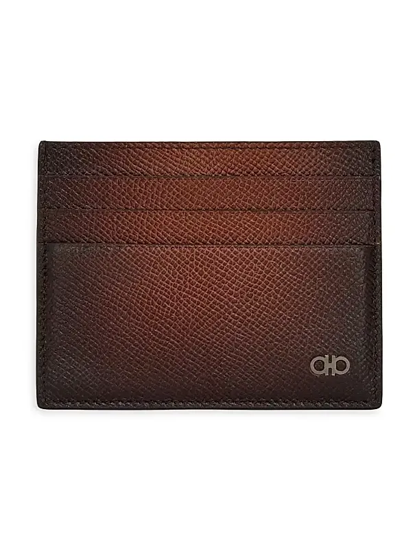 Men's Micro Gancio Embossed Leather Card Case