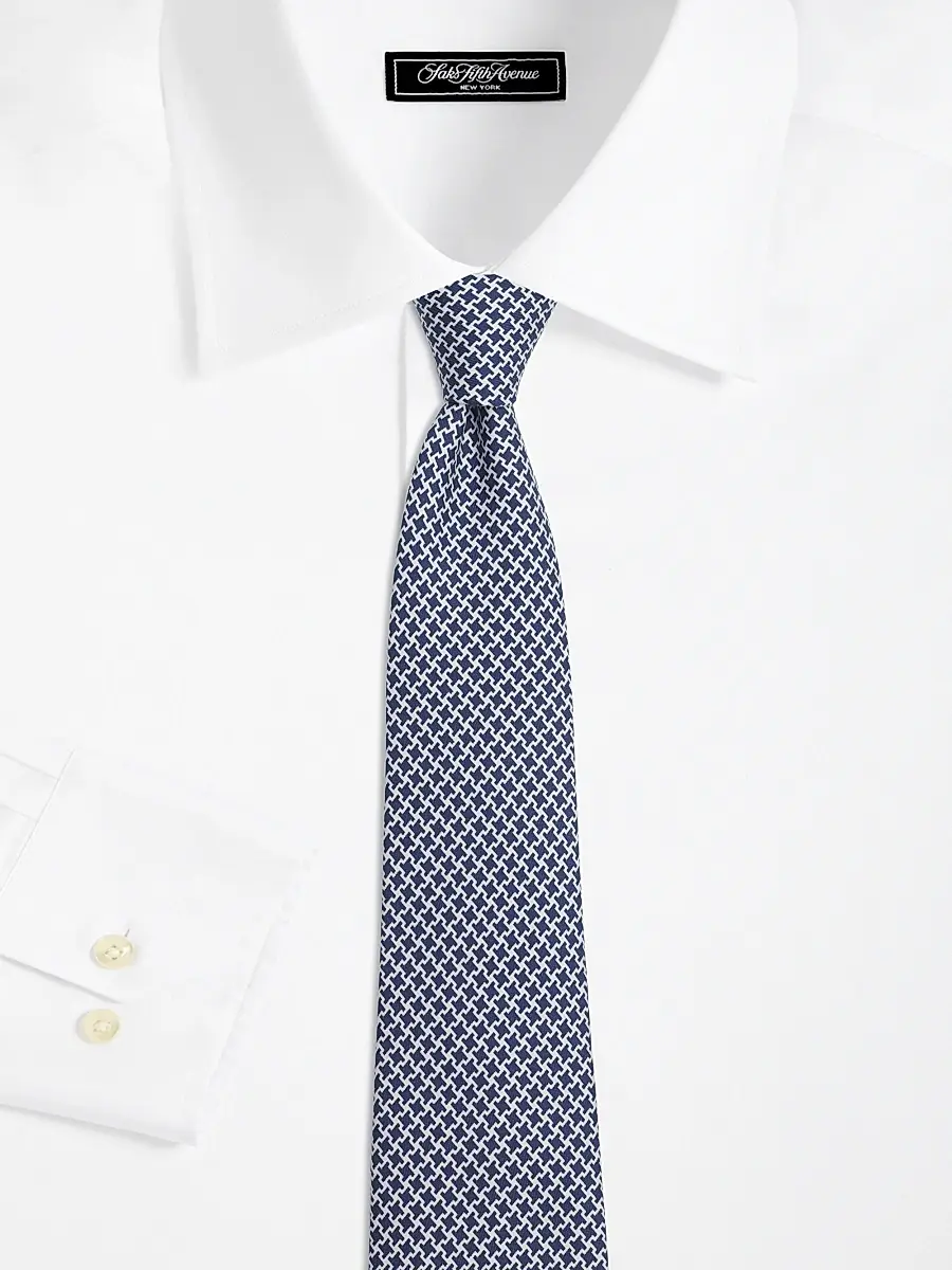 Isaia Men's Micro Houndstooth Silk Tie | Thumbnail 2 Isaia Men's Micro Houndstooth Silk Tie | Thumbnail 2