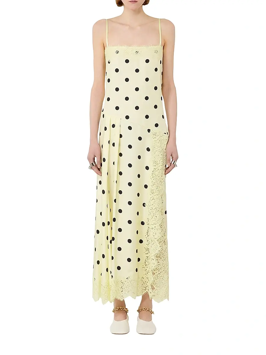 Sportmax Women's Lace Detail Long Dress - Lemon | Thumbnail 2