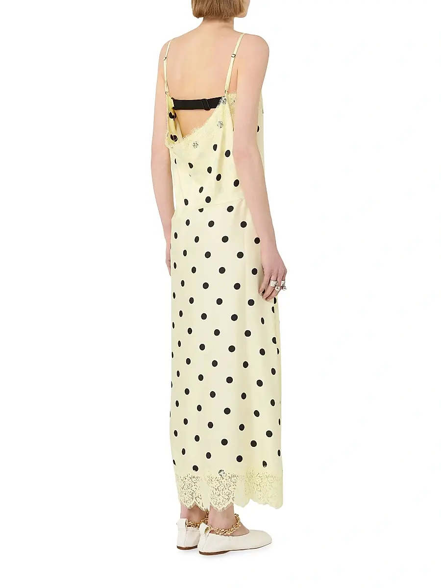 Sportmax Women's Lace Detail Long Dress - Lemon | Thumbnail 3