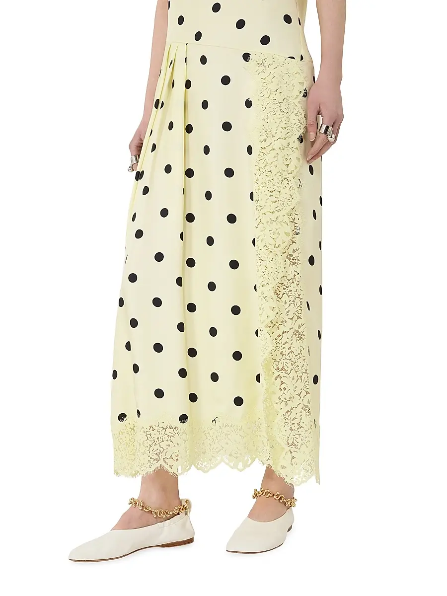 Sportmax Women's Lace Detail Long Dress - Lemon | Thumbnail 4