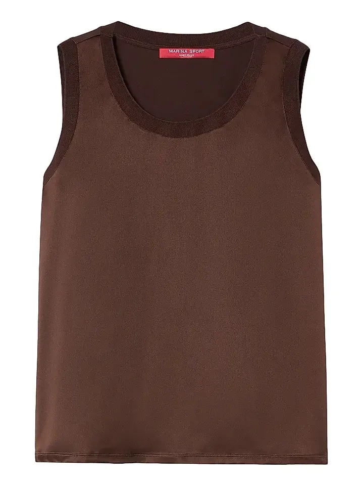Marina Rinaldi Women's Jersey and Satin Top - Chocolate