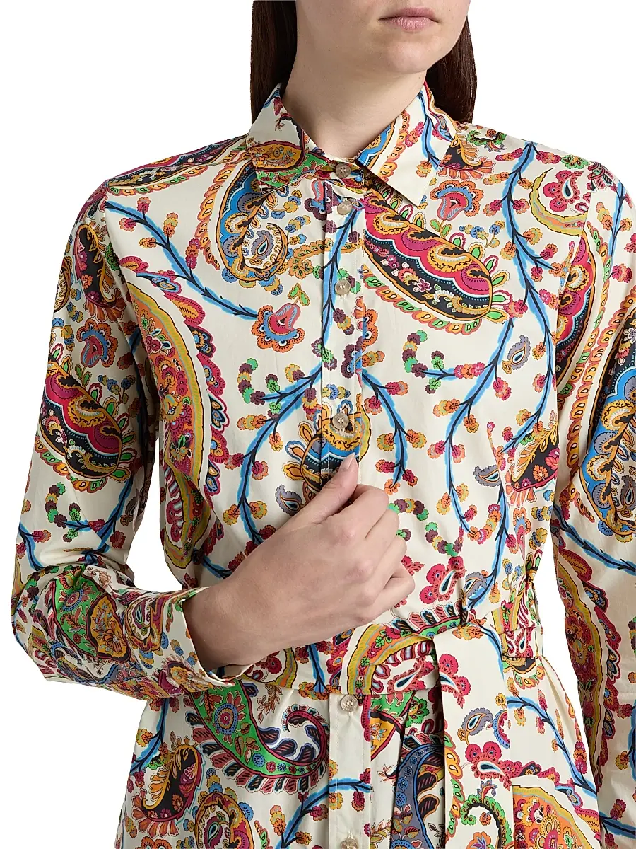 Etro Women's Paisley Print Cotton Shirtdress | Thumbnail 6 Etro Women's Paisley Print Cotton Shirtdress | Thumbnail 6