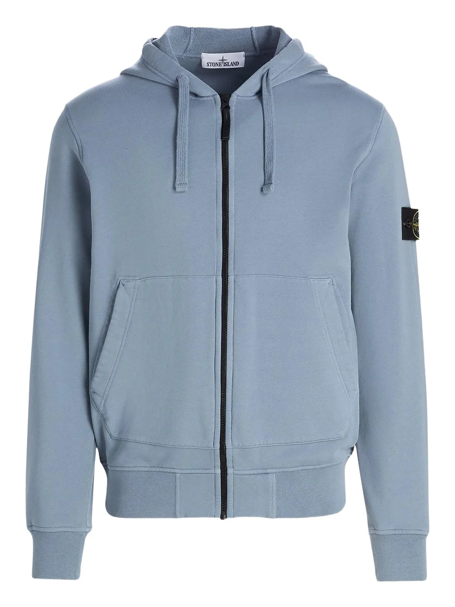Stone Island Men's Logo Cotton Zip-Front Hoodie