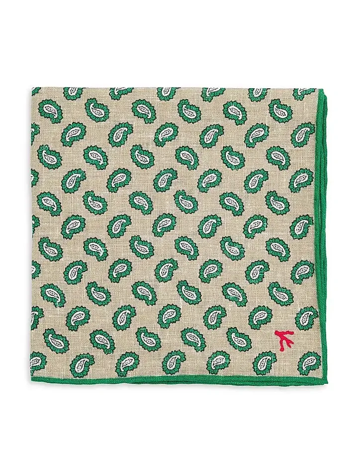 Isaia Men's Paisley Silk Pocket Sqaure