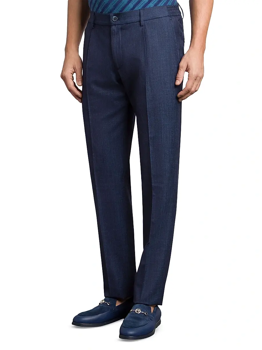 Stefano Ricci Men's Wool and Silk Blend Trousers | Thumbnail 2