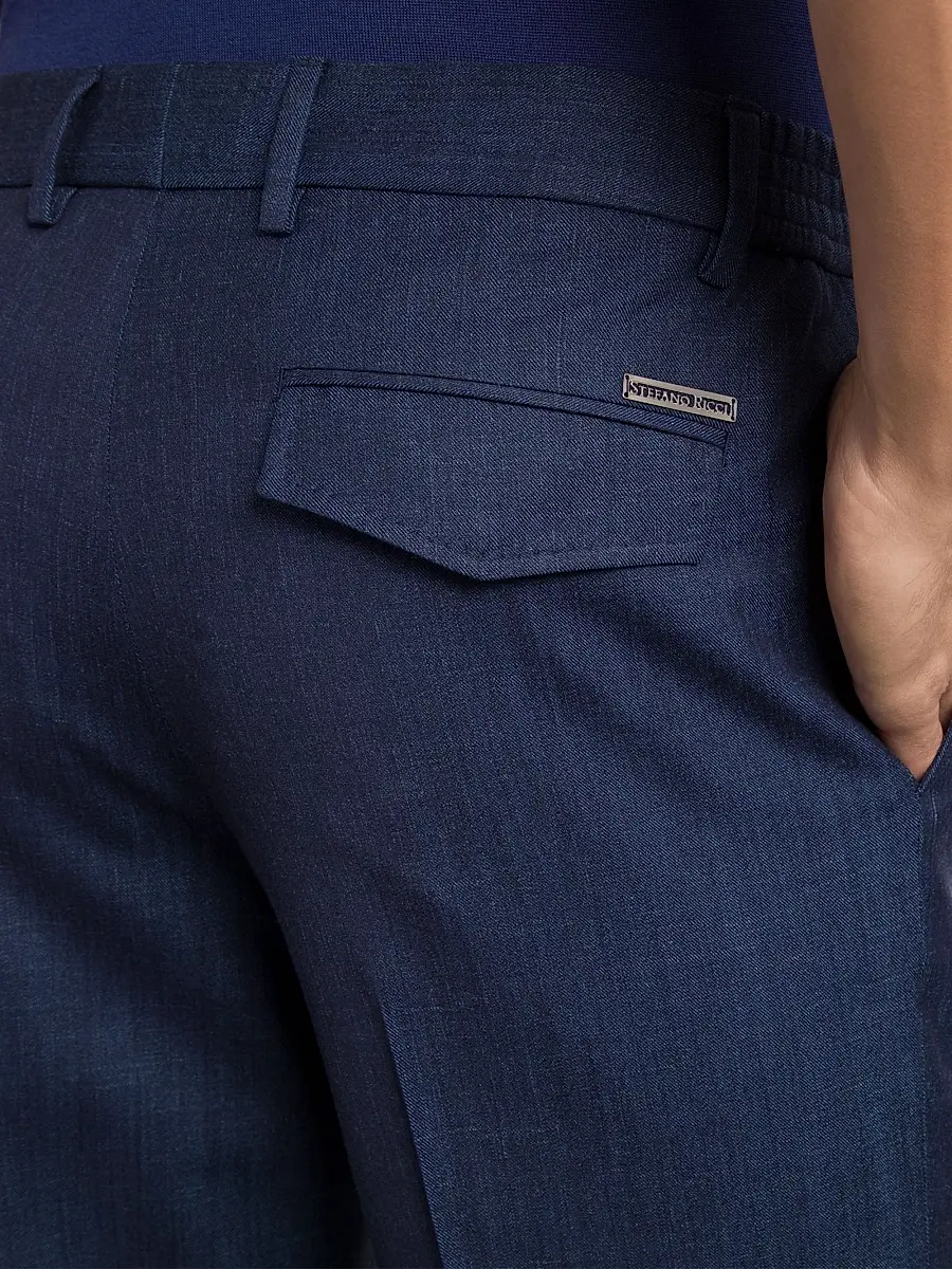 Stefano Ricci Men's Wool and Silk Blend Trousers | Thumbnail 4