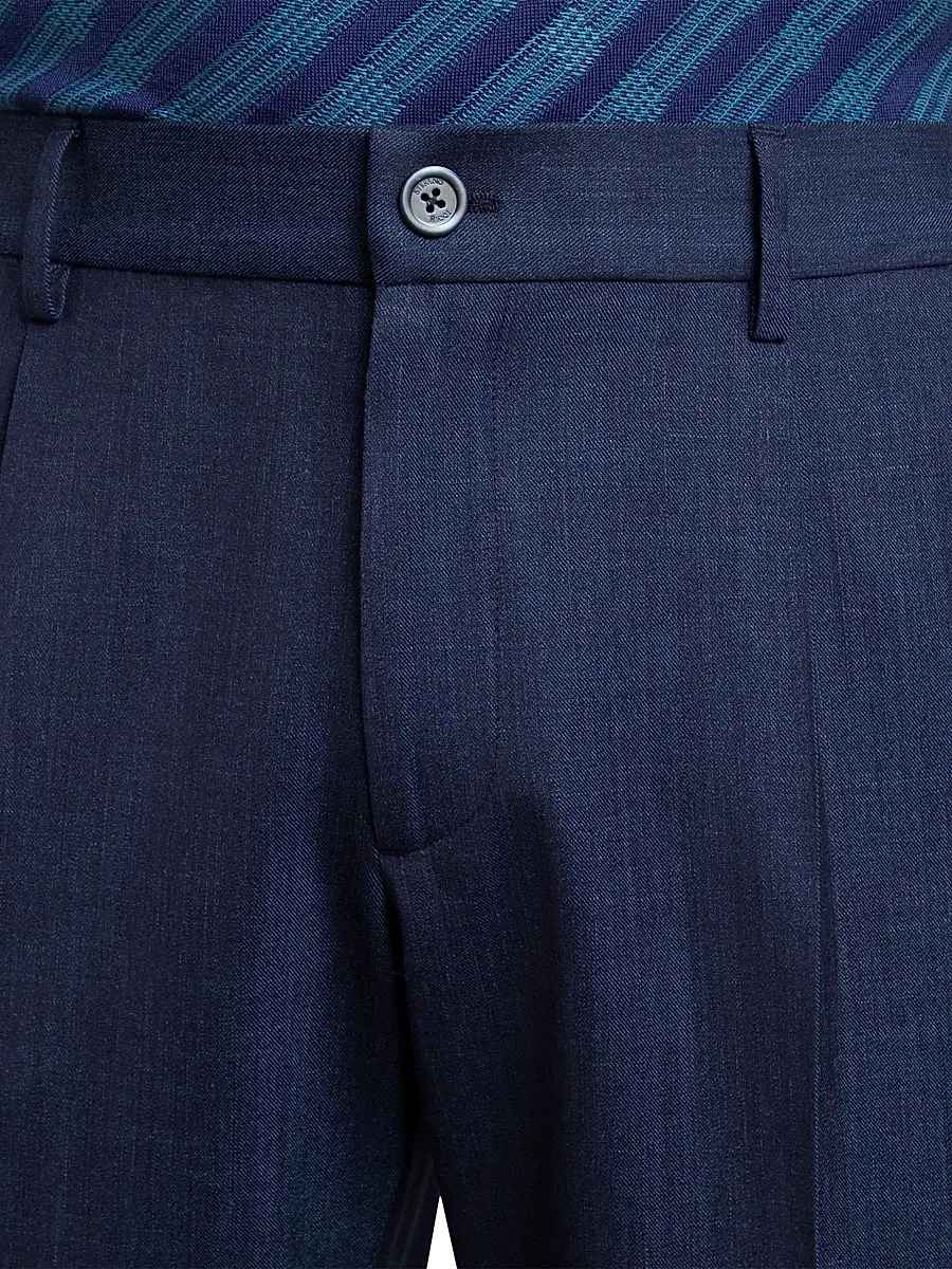 Stefano Ricci Men's Wool and Silk Blend Trousers | Thumbnail 5