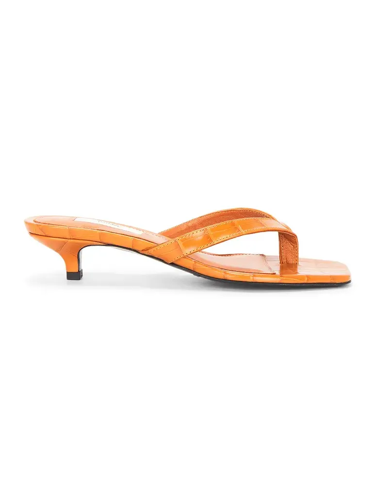 TOTEME Croco Embossed Heeled Flip Flop