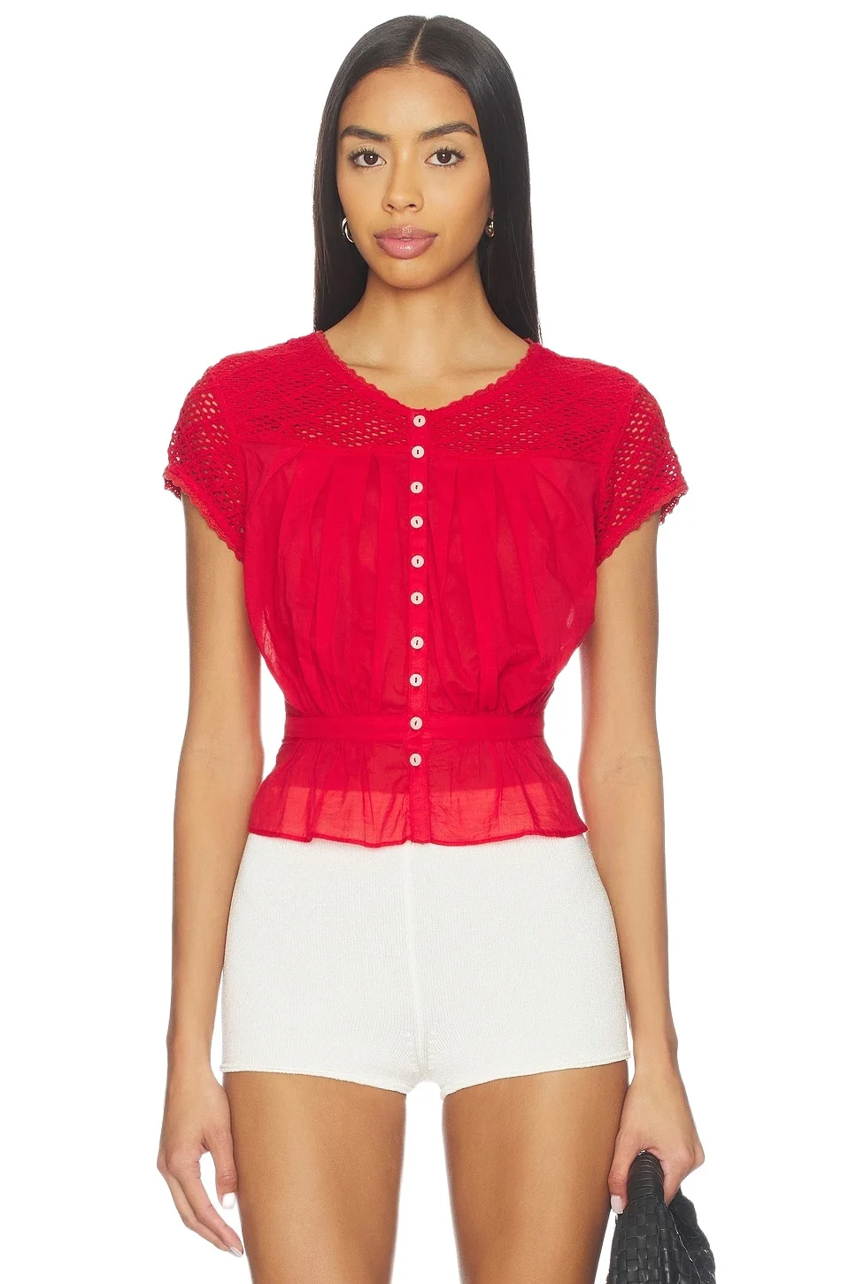 Free People Glimmer Embroidered Top