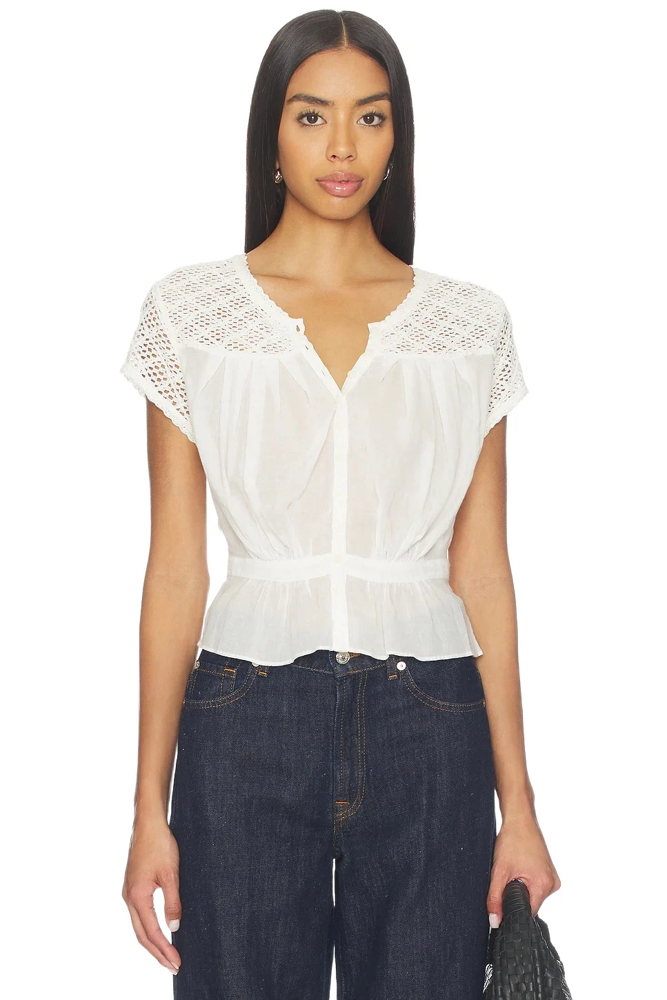 Free People Glimmer Embroidered Top