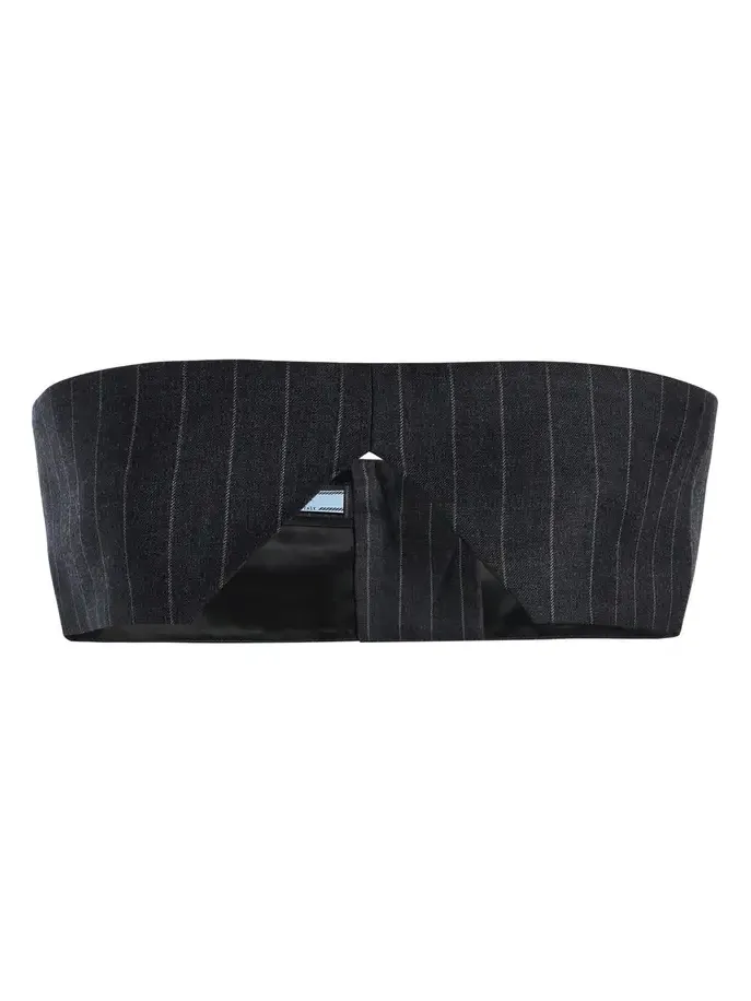 Prada Strapless Pinstriped Wool Cropped Top