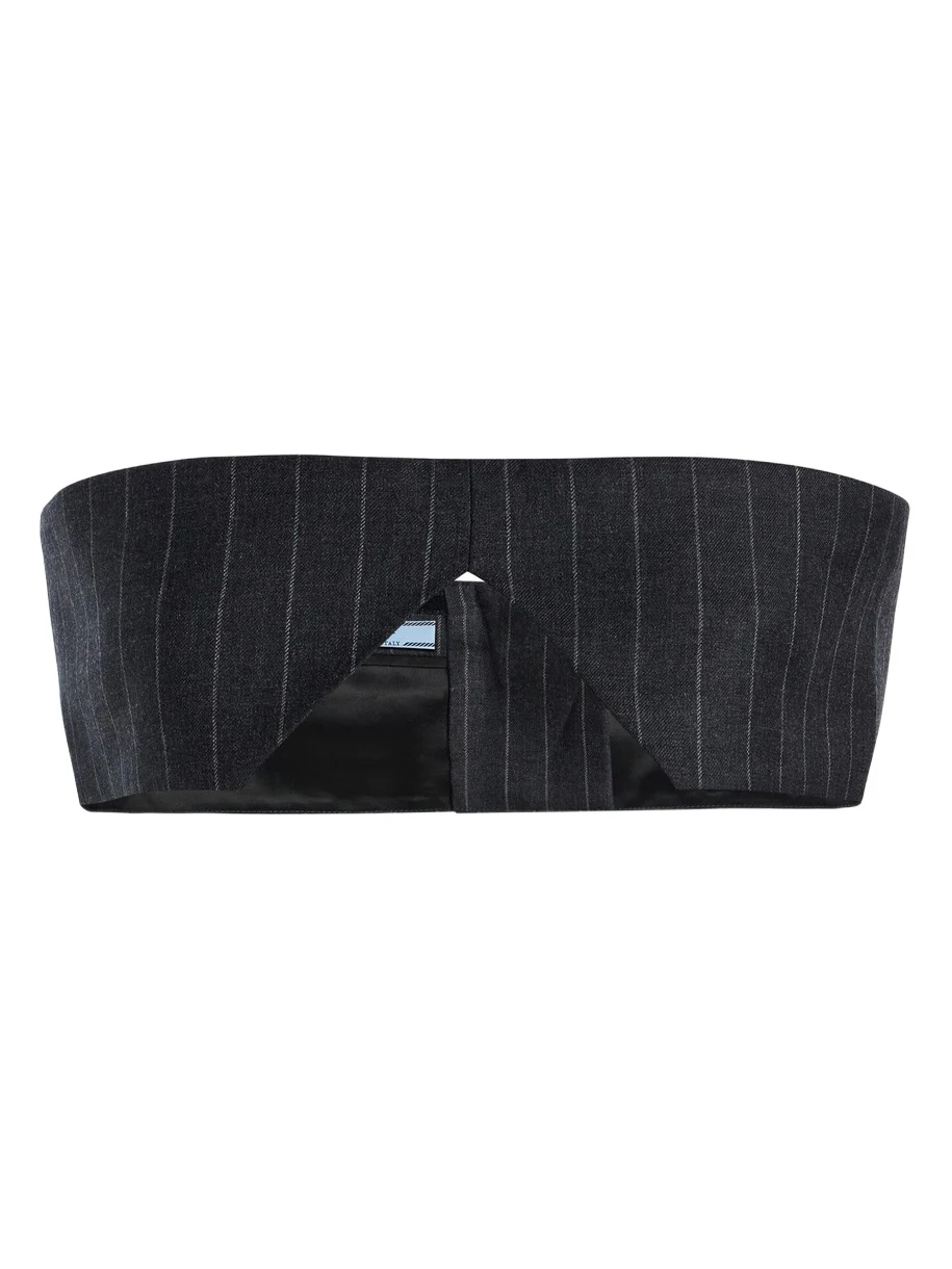 Strapless Pinstriped Wool Cropped Top Strapless Pinstriped Wool Cropped Top