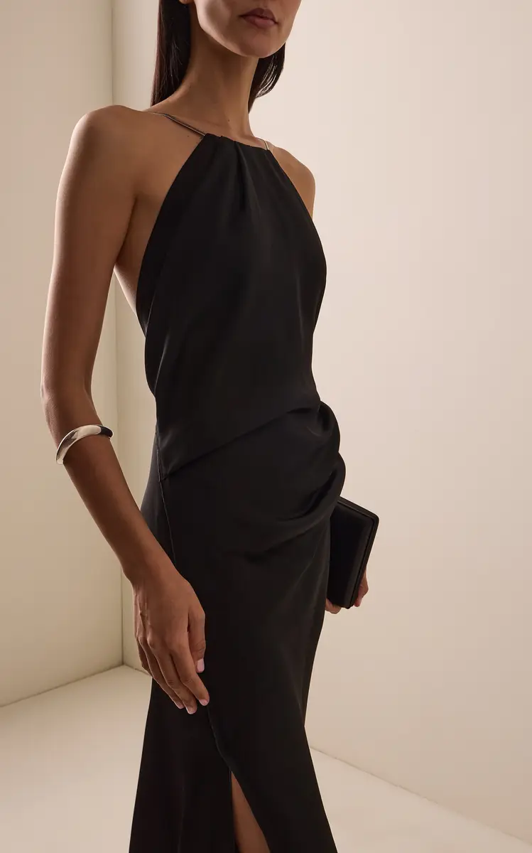 Victoria Beckham Chain-Detailed Satin Halter Gown | Thumbnail 3