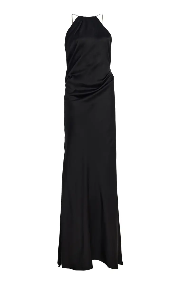 Victoria Beckham Chain-Detailed Satin Halter Gown | Thumbnail 6
