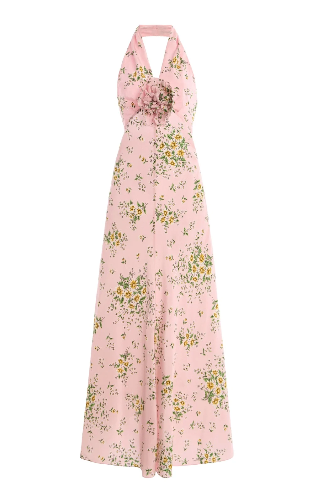 Rodarte Floral Silk Crepe Halter Dress