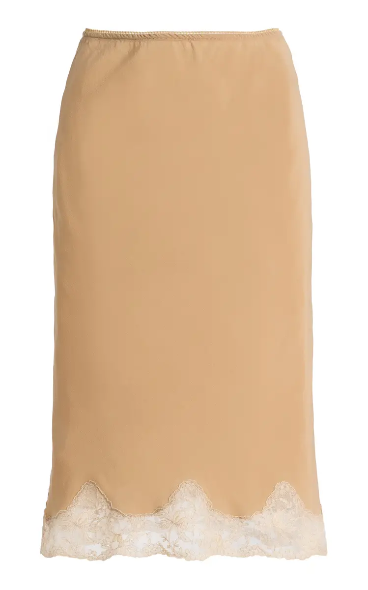 Saint Laurent Lace-Trimmed Silk Midi Slip Skirt | Thumbnail 4 Saint Laurent Lace-Trimmed Silk Midi Slip Skirt | Thumbnail 4