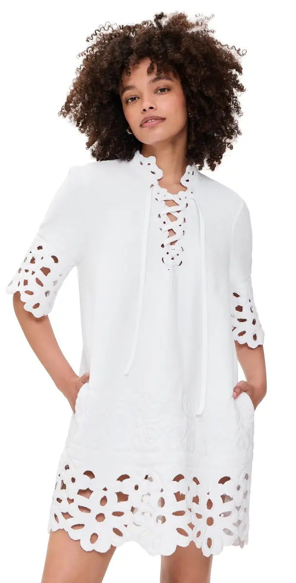 Leila Eyelet Tunic Coverup Dress White Leila Eyelet Tunic Coverup Dress White