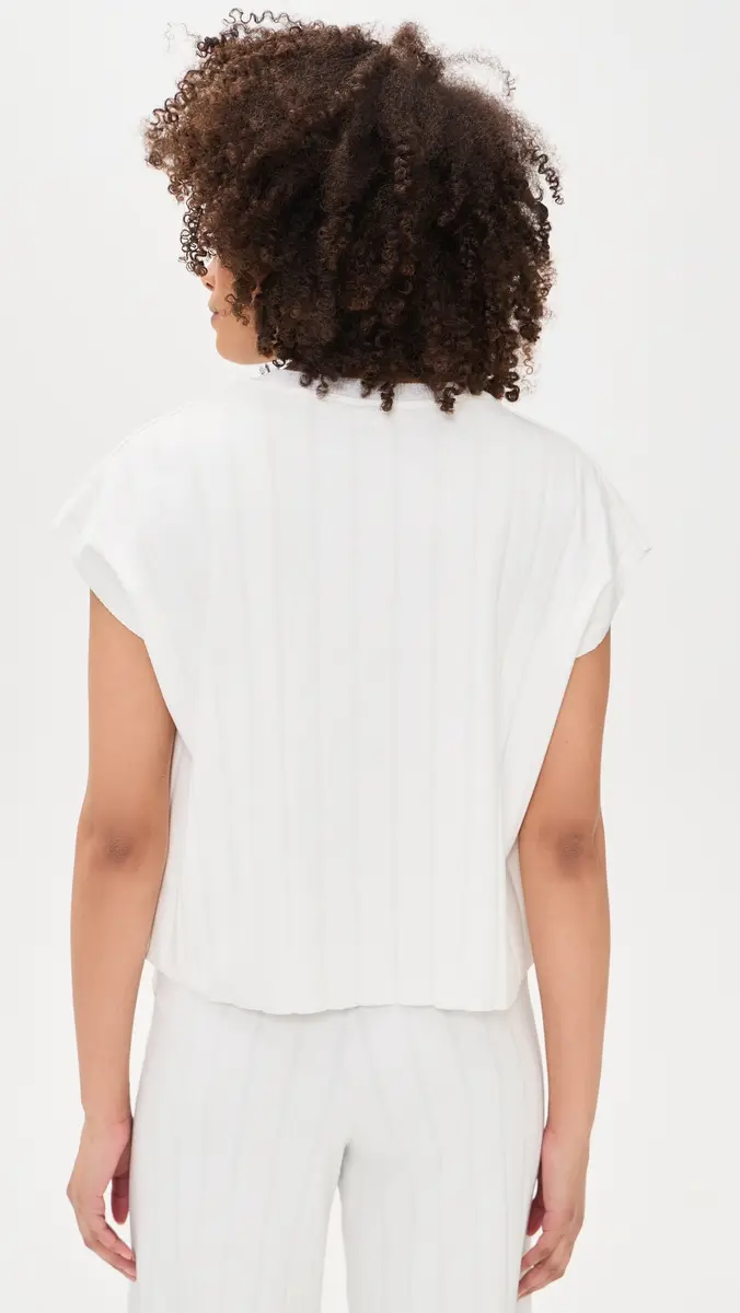 Splendid x @Cellajaneblog Wide Rib Short Sleeve Top White | Thumbnail 3 Splendid x @Cellajaneblog Wide Rib Short Sleeve Top White | Thumbnail 3