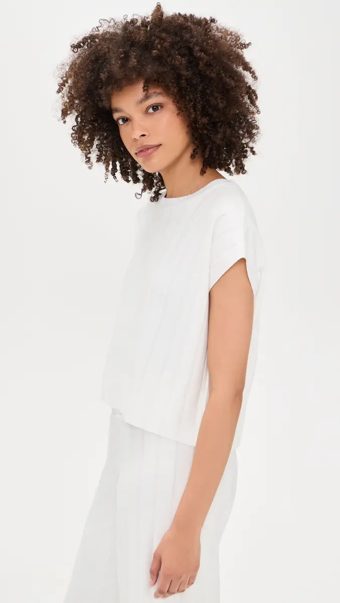 Splendid x @Cellajaneblog Wide Rib Short Sleeve Top White | Thumbnail 4 Splendid x @Cellajaneblog Wide Rib Short Sleeve Top White | Thumbnail 4