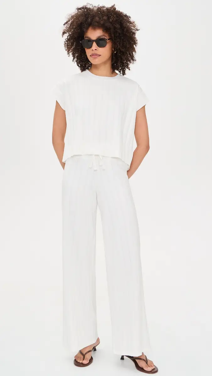 Splendid x @Cellajaneblog Wide Rib Short Sleeve Top White | Thumbnail 5 Splendid x @Cellajaneblog Wide Rib Short Sleeve Top White | Thumbnail 5