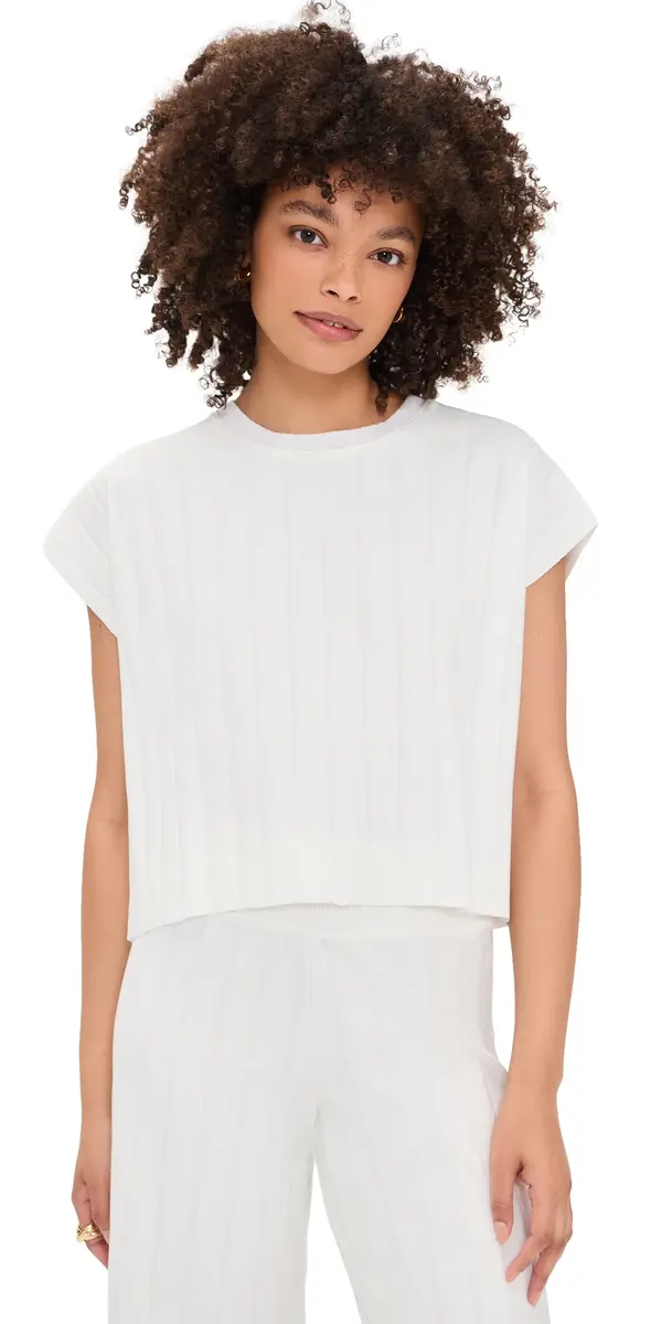 Splendid x @Cellajaneblog Wide Rib hort leeve Top White | Image 1 Splendid x @Cellajaneblog Wide Rib hort leeve Top White | Image 1