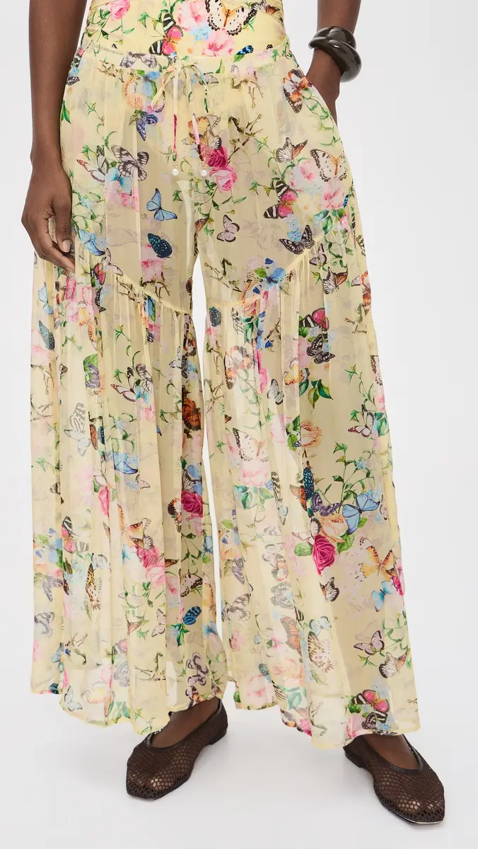 L'AGENCE Garden Butterflies Sharon Sheer Wide Leg Pants Multi | Thumbnail 2 L'AGENCE Garden Butterflies Sharon Sheer Wide Leg Pants Multi | Thumbnail 2