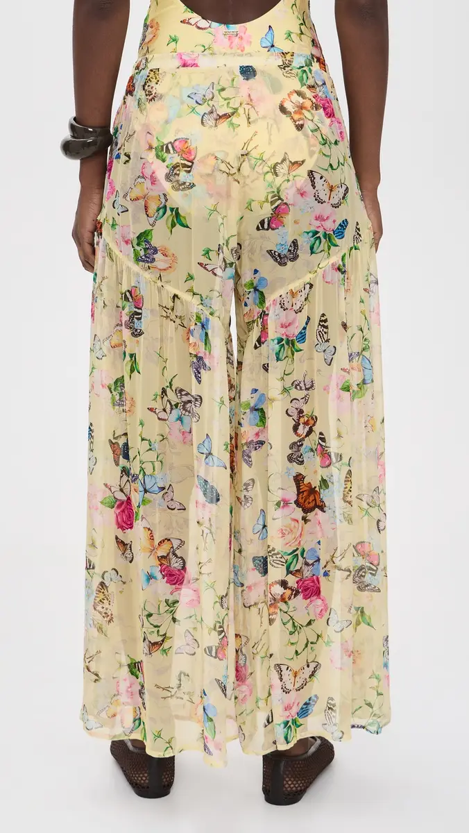 L'AGENCE Garden Butterflies Sharon Sheer Wide Leg Pants Multi | Thumbnail 3 L'AGENCE Garden Butterflies Sharon Sheer Wide Leg Pants Multi | Thumbnail 3