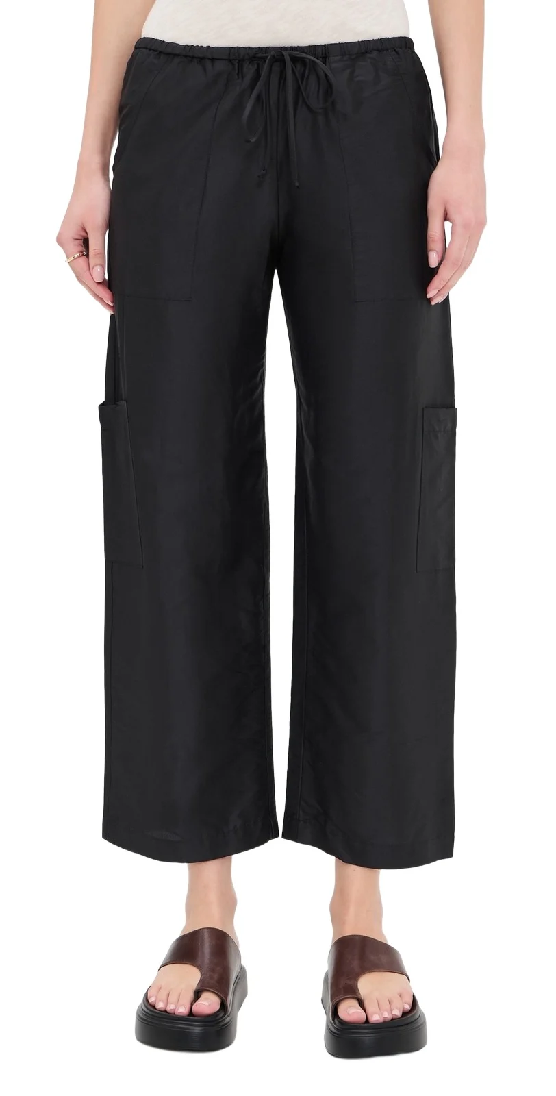 The Silk Taffeta Drawstring Cargo Pants