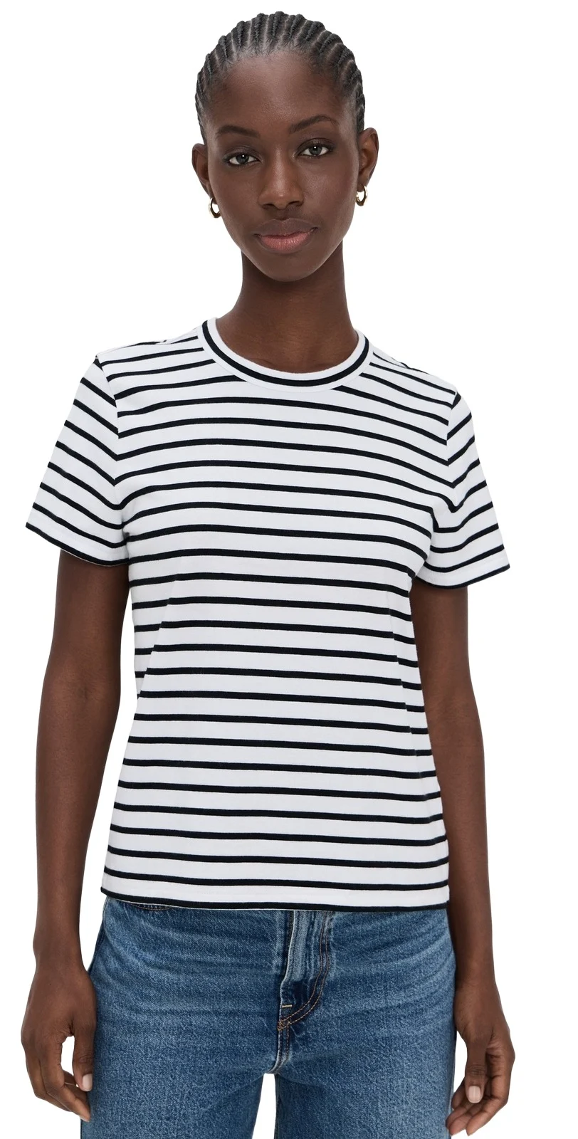 Madewell The Perfect Crewneck Tee in Allday Jersey B & W Stripe