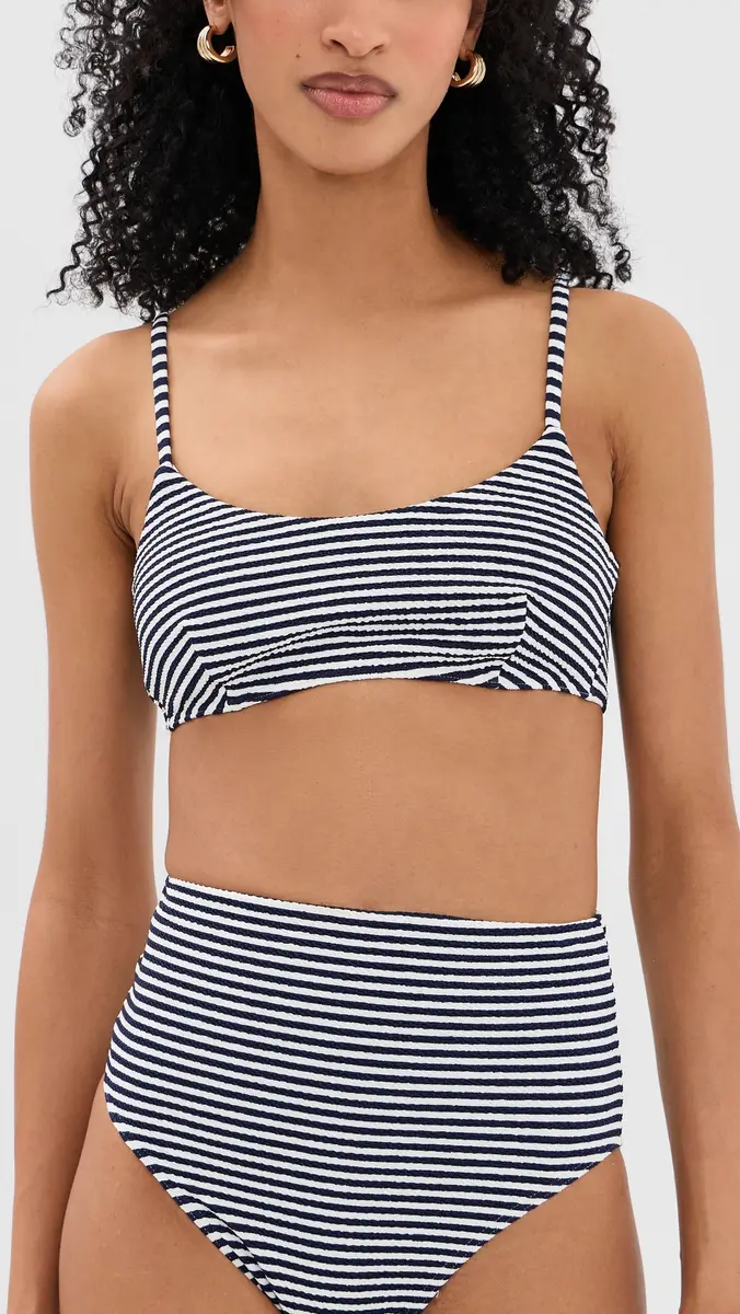 Tanya Taylor Seamless Kaia Bikini Top Maritime Blue/Cream Multi | Thumbnail 2