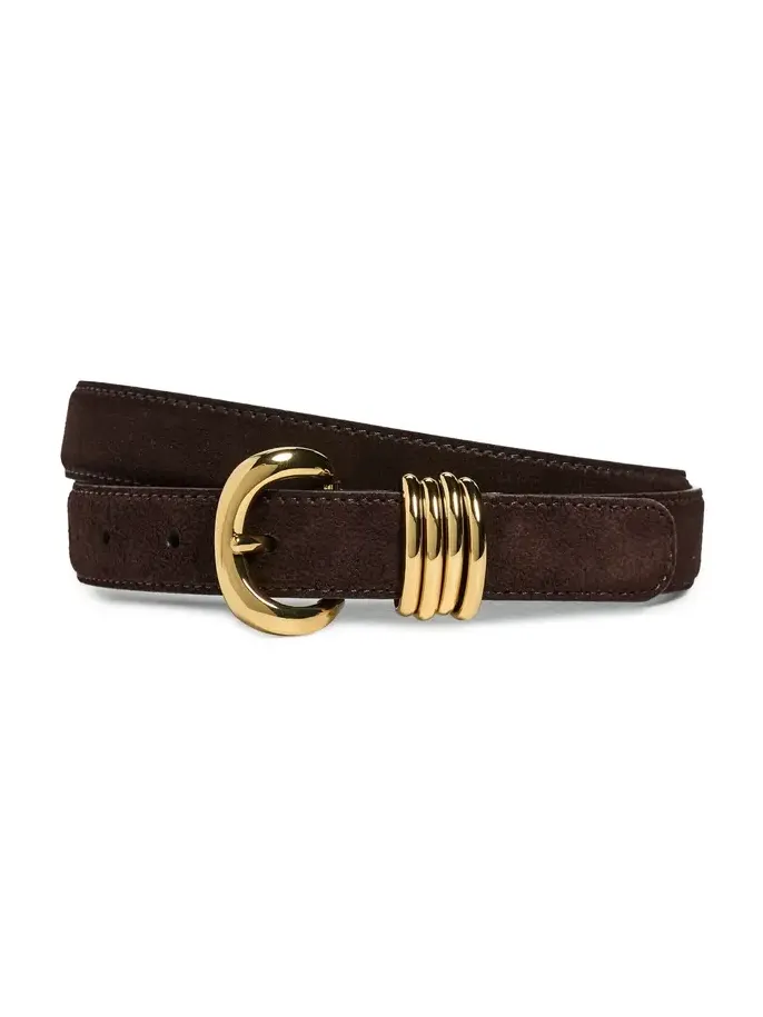 Metal Keeper Belt In Suede Coffee Bean Metal Keeper Belt In Suede Coffee Bean