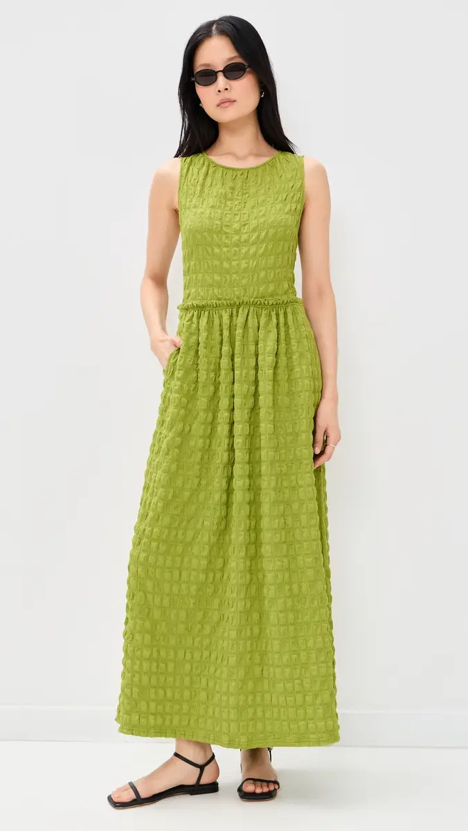 Proenza Schouler White Label Zoira Textured Maxi Dress Apple | Thumbnail 5 Proenza Schouler White Label Zoira Textured Maxi Dress Apple | Thumbnail 5