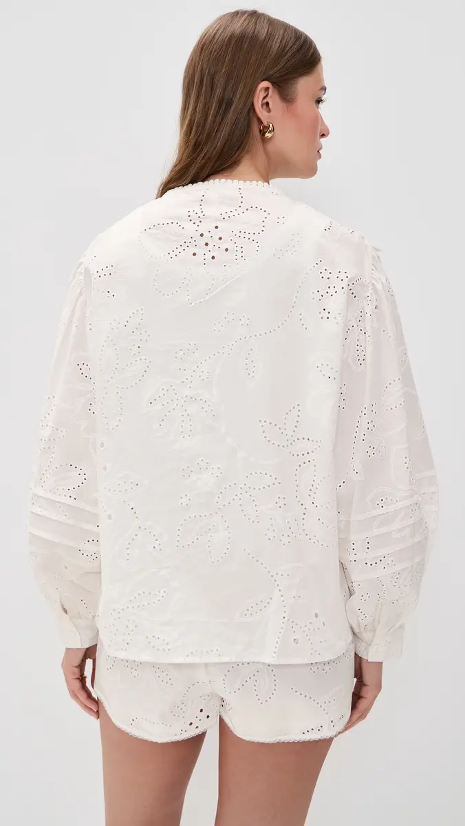 Bailey Rose Eyelet ong Sleeve Blouse Off White | Thumbnail 3