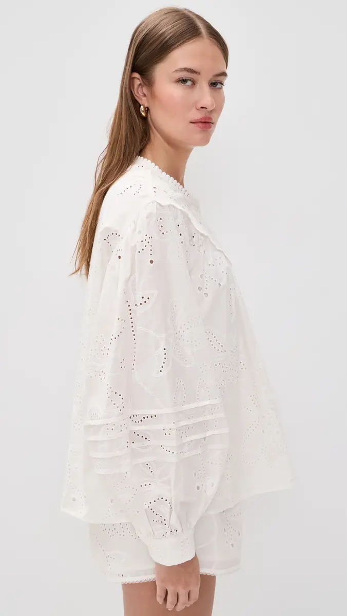 Bailey Rose Eyelet ong Sleeve Blouse Off White | Thumbnail 4
