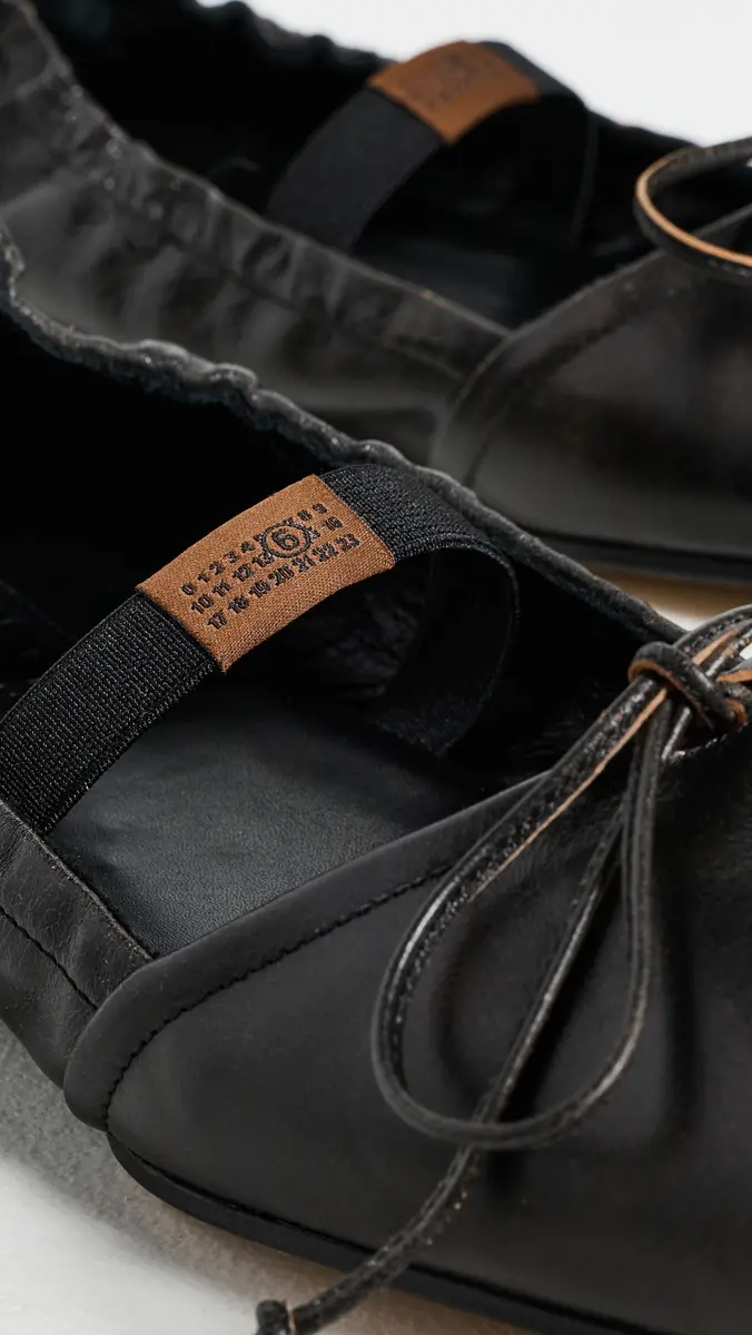 MM6 Maison Margiela Square Toe Leather Ballerina Flats Black/Doe Brown | Thumbnail 6 MM6 Maison Margiela Square Toe Leather Ballerina Flats Black/Doe Brown | Thumbnail 6