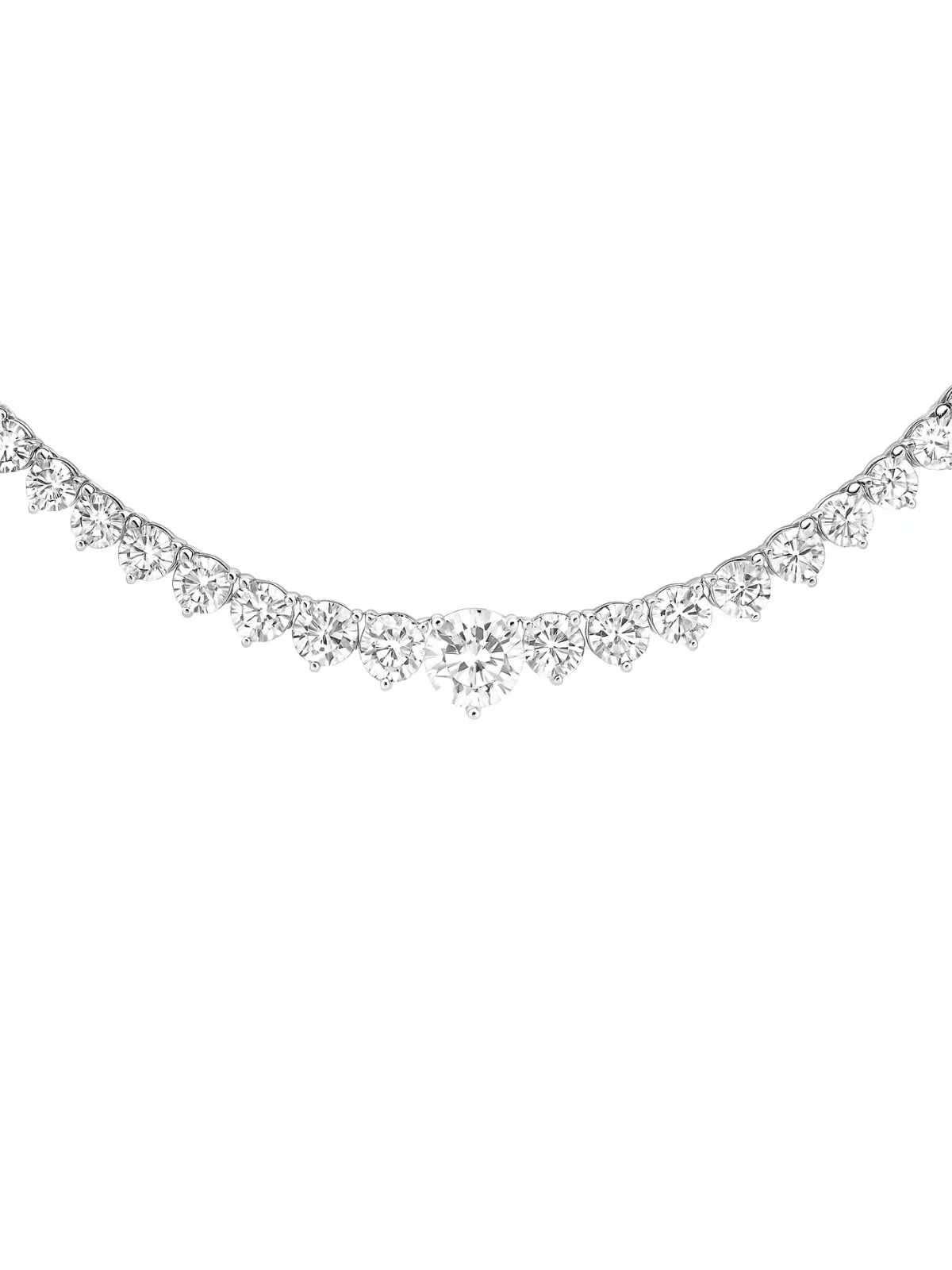 10.74ct Diamond 18K Gold Graduated Tennis Necklace
