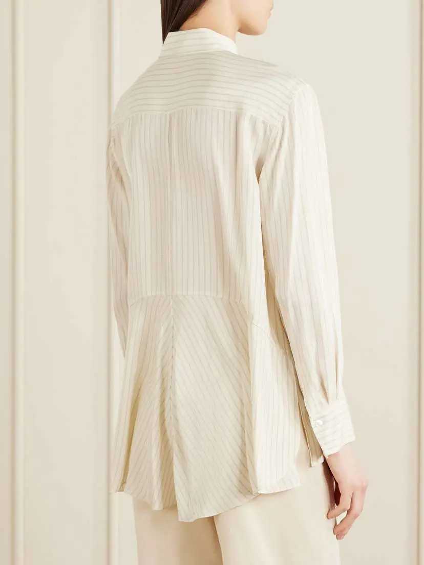 Theory Hi Lo Flou Striped Satin Shirt | Thumbnail 4 Theory Hi Lo Flou Striped Satin Shirt | Thumbnail 4