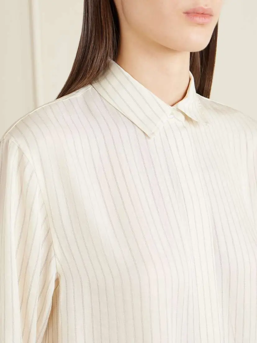 Theory Hi Lo Flou Striped Satin Shirt | Thumbnail 5 Theory Hi Lo Flou Striped Satin Shirt | Thumbnail 5
