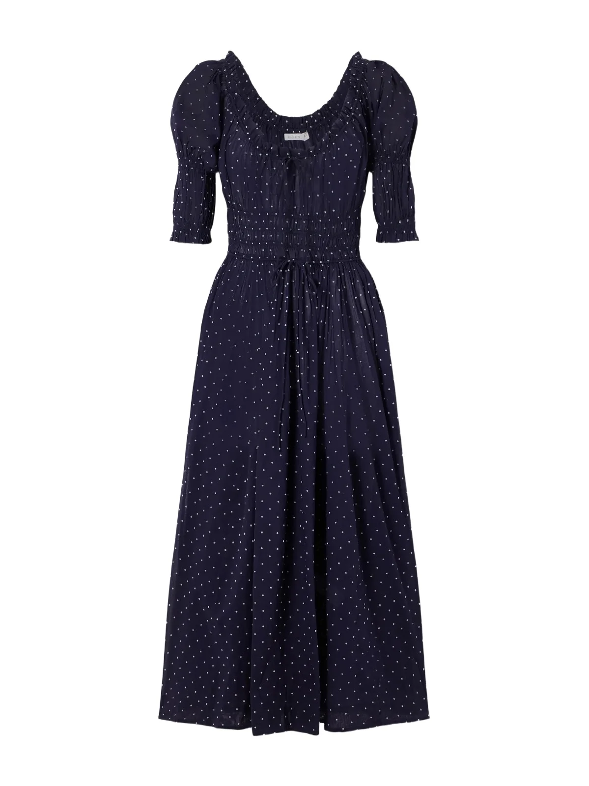Ischia Shirred Polka-dot Organic Cotton-voile Midi Dress