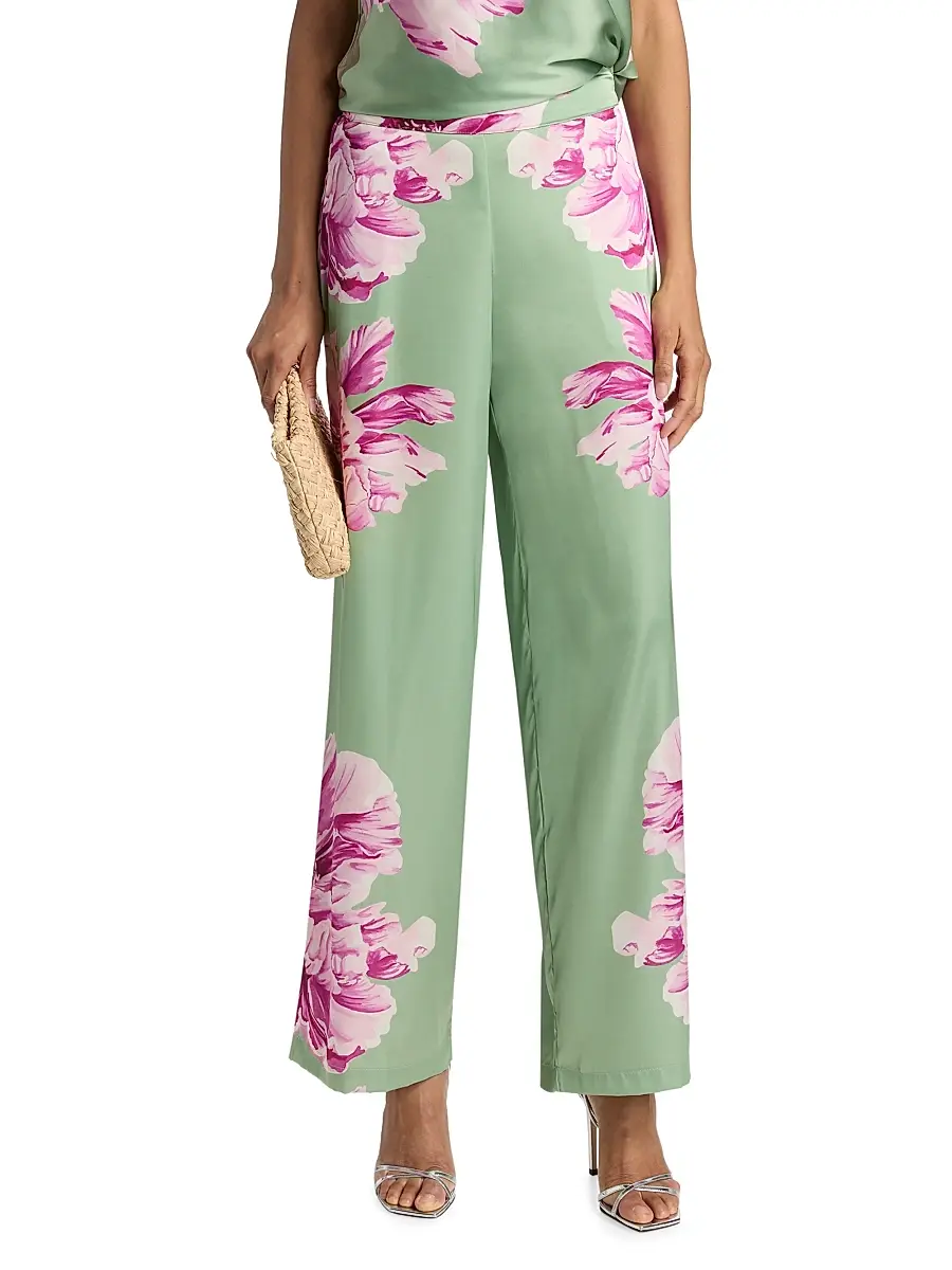 Misa Los Angeles Women's Izzie Floral Satin High-Rise Wide-Leg Pants | Thumbnail 3 Misa Los Angeles Women's Izzie Floral Satin High-Rise Wide-Leg Pants | Thumbnail 3