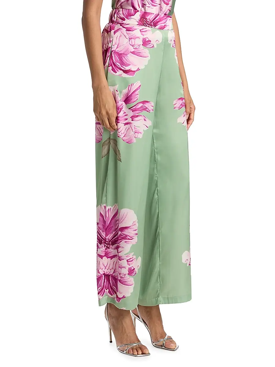 Misa Los Angeles Women's Izzie Floral Satin High-Rise Wide-Leg Pants | Thumbnail 4 Misa Los Angeles Women's Izzie Floral Satin High-Rise Wide-Leg Pants | Thumbnail 4